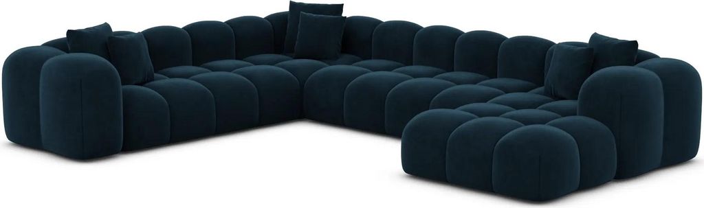 Samtstoff U-Form XXL Wohnlandschaft Valora Mitternachtsblau Rechts