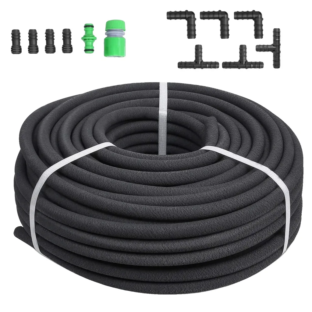 Tuyau microporeux de 50m pour irrigation goutte-à-goutte avec raccords