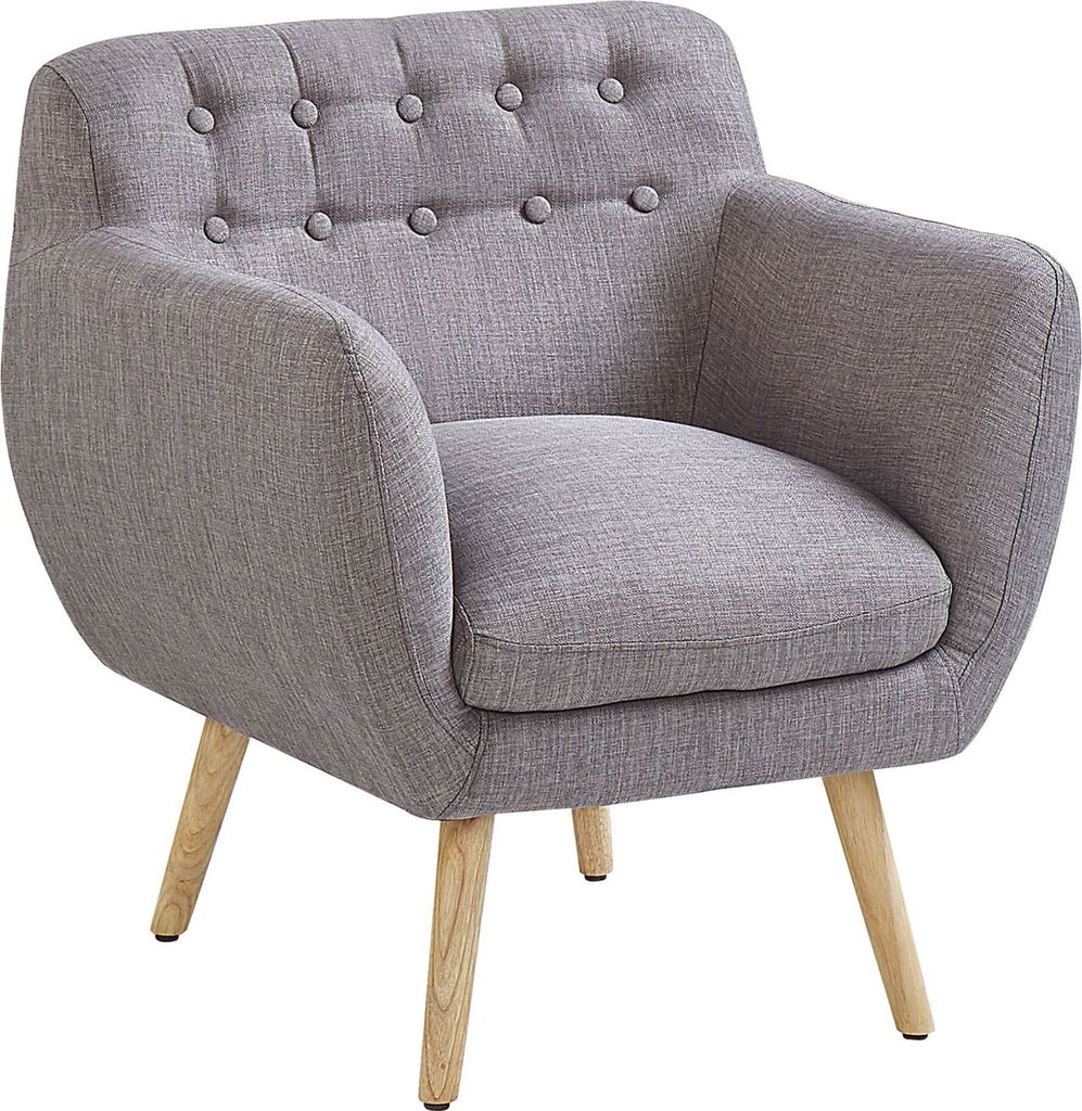 BELIANI Sessel Grau Polsterbezug Gummibaumholz Retro-Stil Dekorative Verteppung Wohnzimmer
