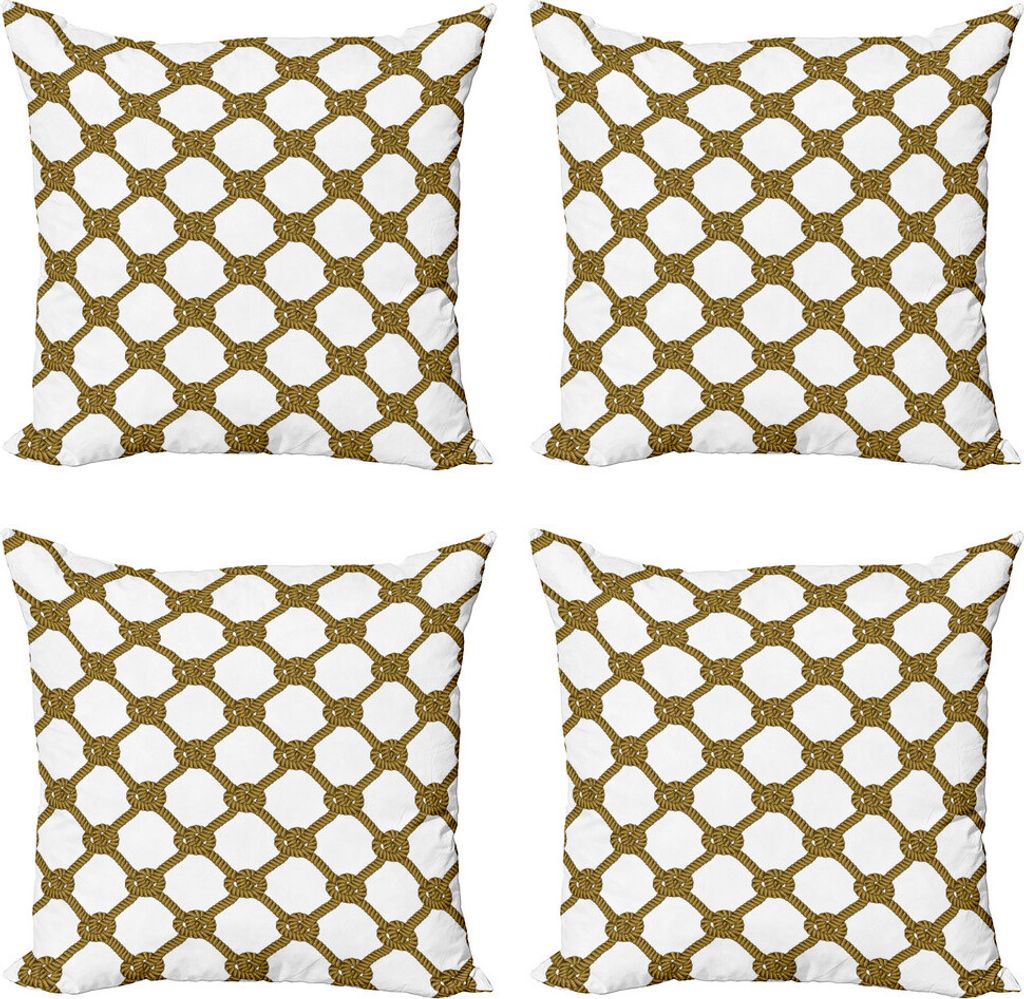 ABAKUHAUS Nautisch Kissenbezug Set (4 Stück), Abstrakte Cord mit Knoten, Moderner Doppelseitiger Digitaldruck, 50 cm x 50 cm, Dunkler Senf Umber