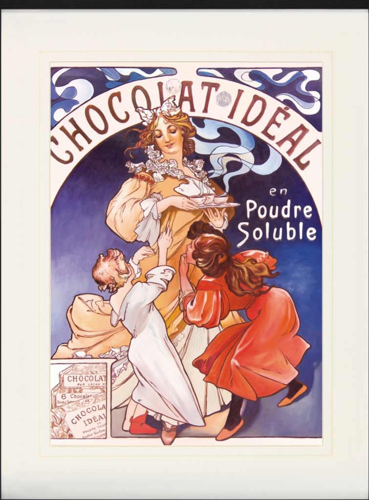 Alphonse Mucha Gerahmtes Bild Mit Edlem Passepartout | Wand-Bilder | Im Bilderrahmen - Chocolat Idéal, 1897 (80 x 60 cm)