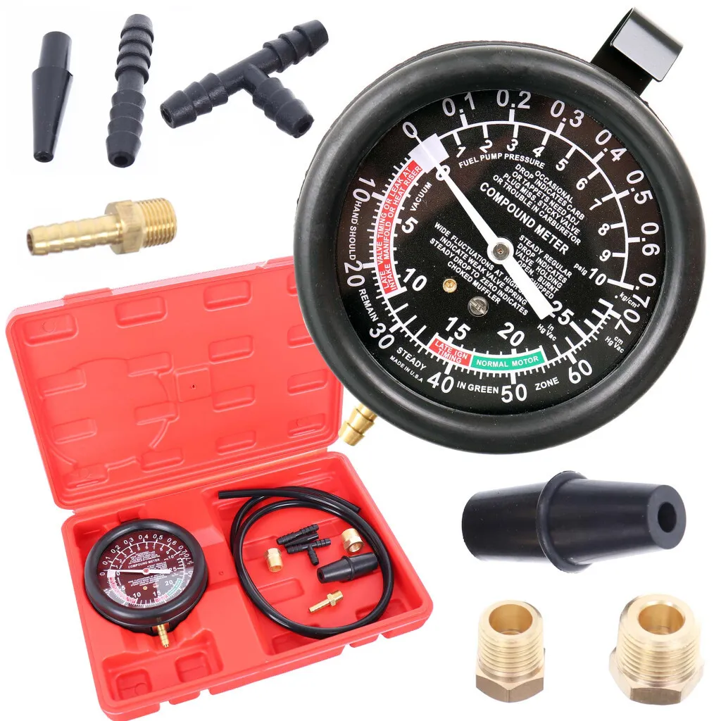 Set di manometri e vacuometri, TC Technic LT-A1008, strumento diagnostico, 0-10 bar