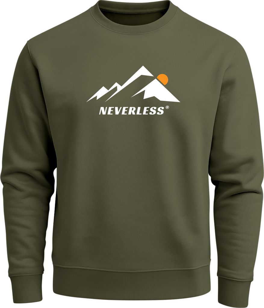 Sweatshirt Herren Grafik Print Berge Frontprint Pullover mit minimalistischem Natur-Aufdruck Fashion Streetwear Neverless