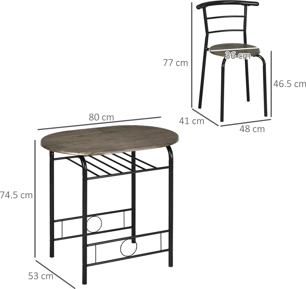 Table de cuisine avec 2 chaises ensemble repas gain de place noir