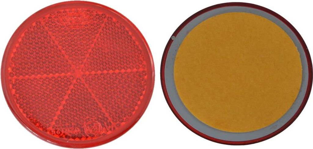4 x Rückstrahler - Reflektor - Kleben - Ø 60 mm - Rot - E-Prüfzeichen
