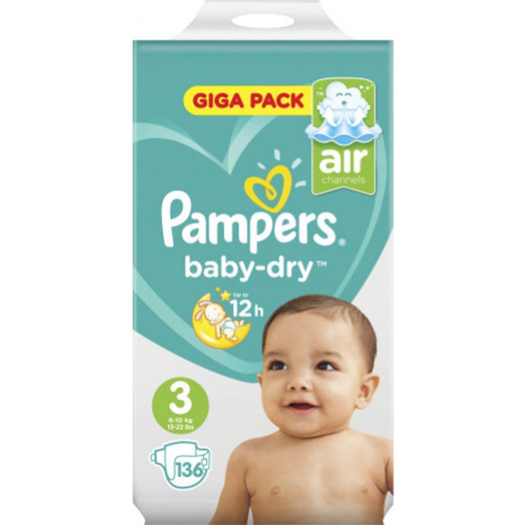 Pampers Baby-Dry Größe 3, 136 Windeln Produktbild 