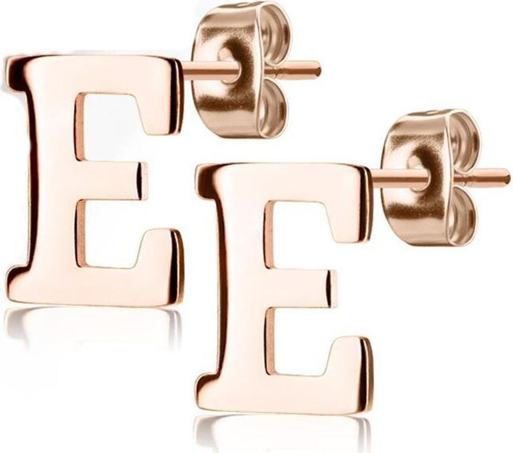 E Ohrstecker Buchstaben Rosegold aus Edelstahl Damen