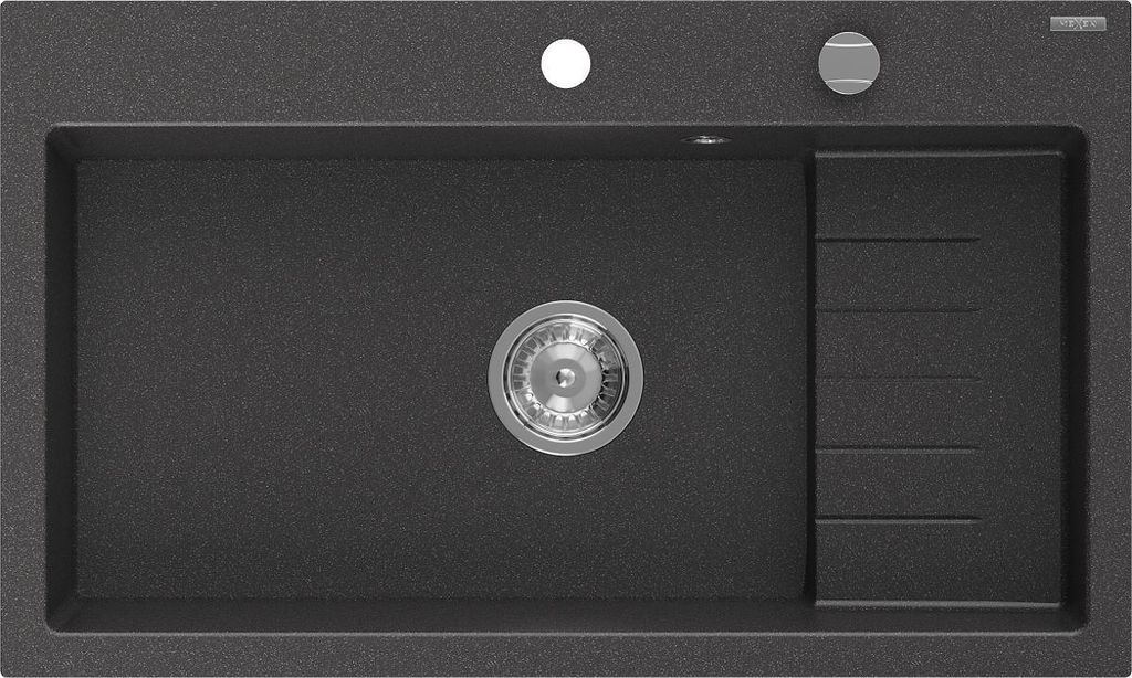 Mexen Omar granit évier 1 bac 800 x 480 mm, noir moucheté, Image du produit 