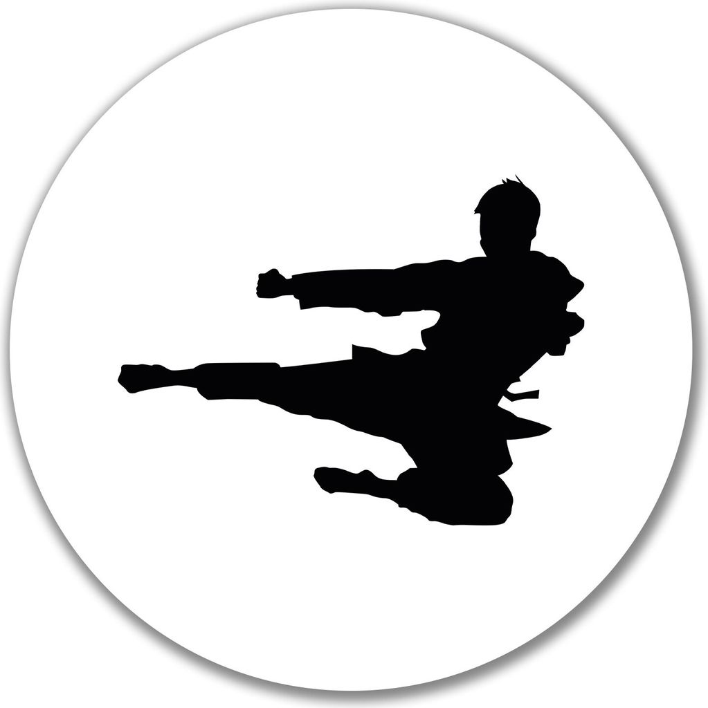 Huuraa Aufkleber Karate Silhouette 10cm rund Sticker Geschenkidee