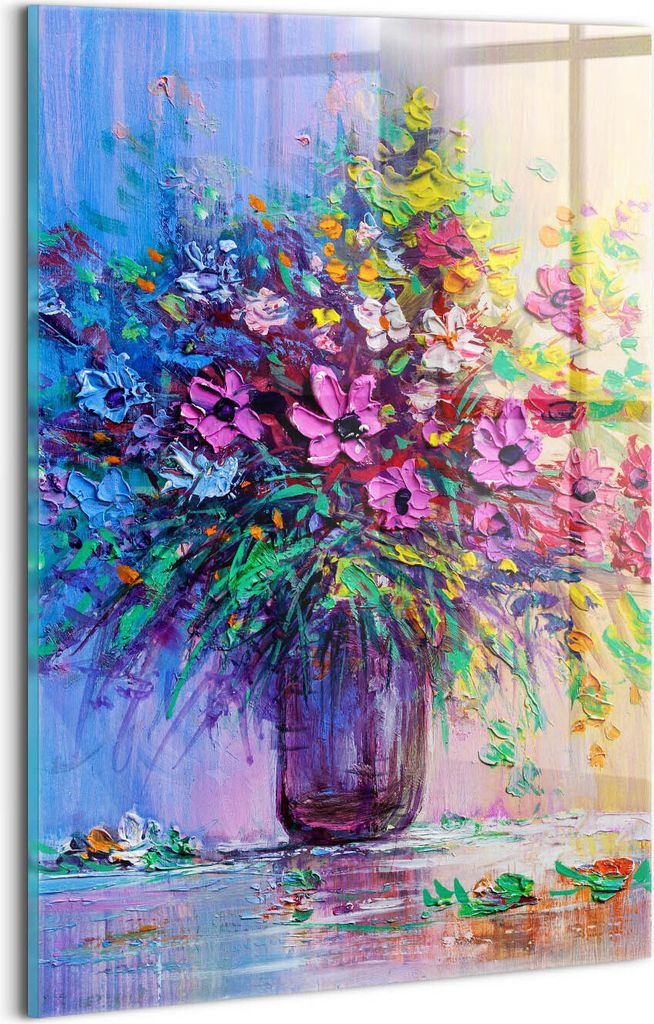 Designer Glasbild - Wandbild - Glas Bild - 20x30 cm - Blumen In Einer Vase
