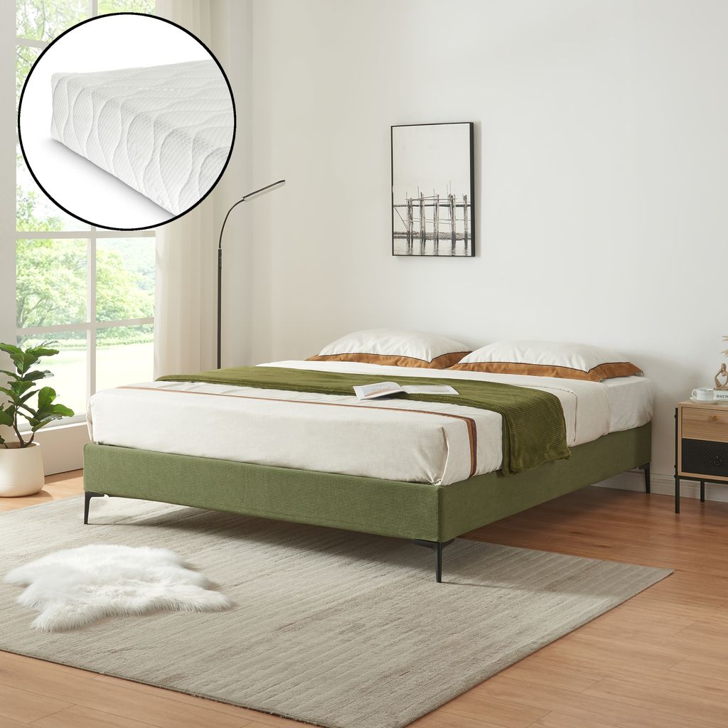 Doppelbett ‘Lilla’ mit Matratze Polsterbett mit abnehmbarem Produktbild 