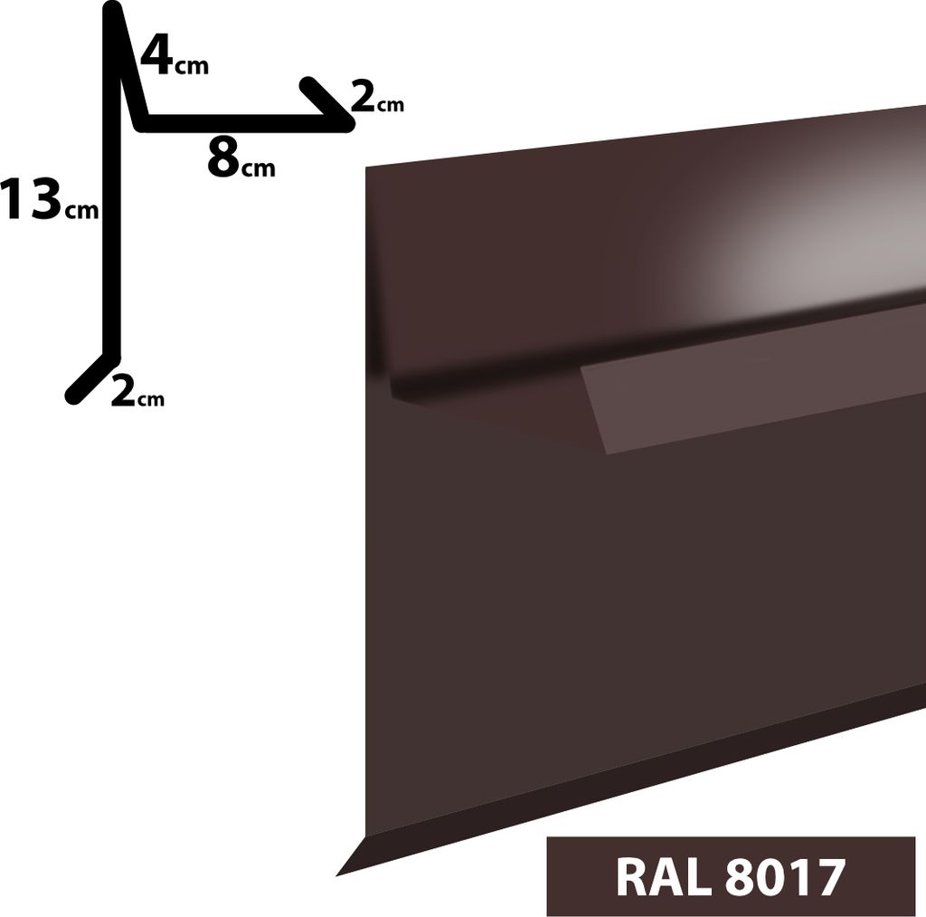 A diagram showing the dimensions of a metal profile, next to a 3D render of the profile itself.