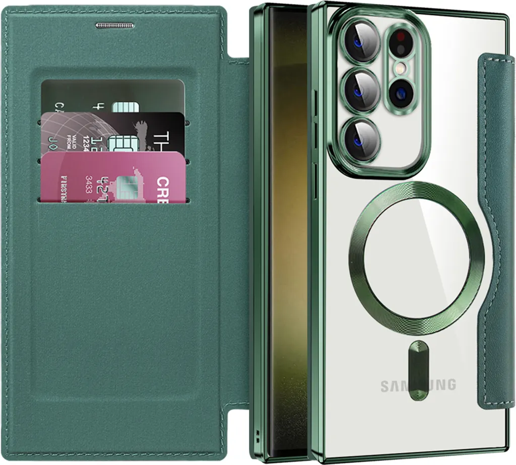 Cover Robusta S23 Ultra MagSafe Verde - Ideale per Foto e Viaggi