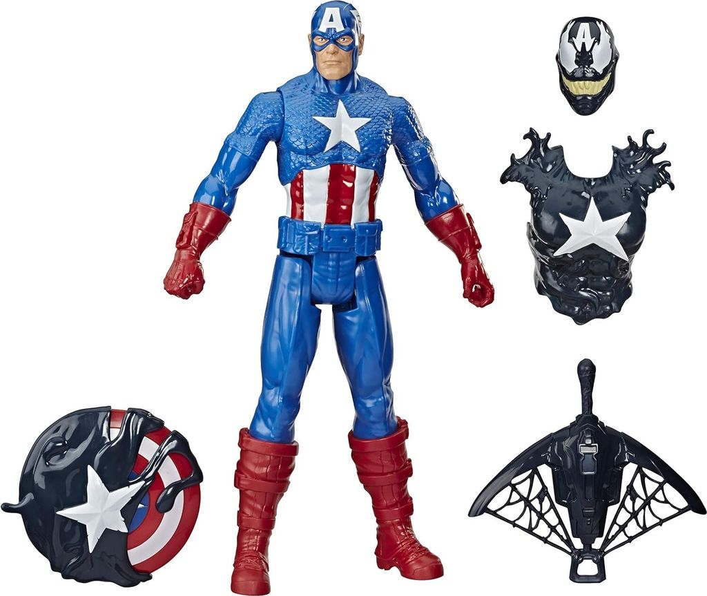 Hasbro, Captain America Venomisiert Artikuliert Marvel Serie Spider-Man Maximum Venom, Bunt