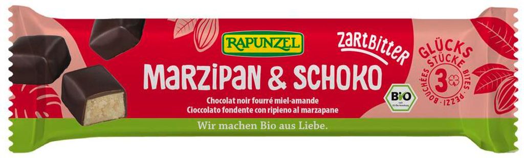 BATONIKI MARCEPANOWE Z MIODEM W CZEKOLADZIE GORZKIEJ BIO 50 g - RAPUNZEL