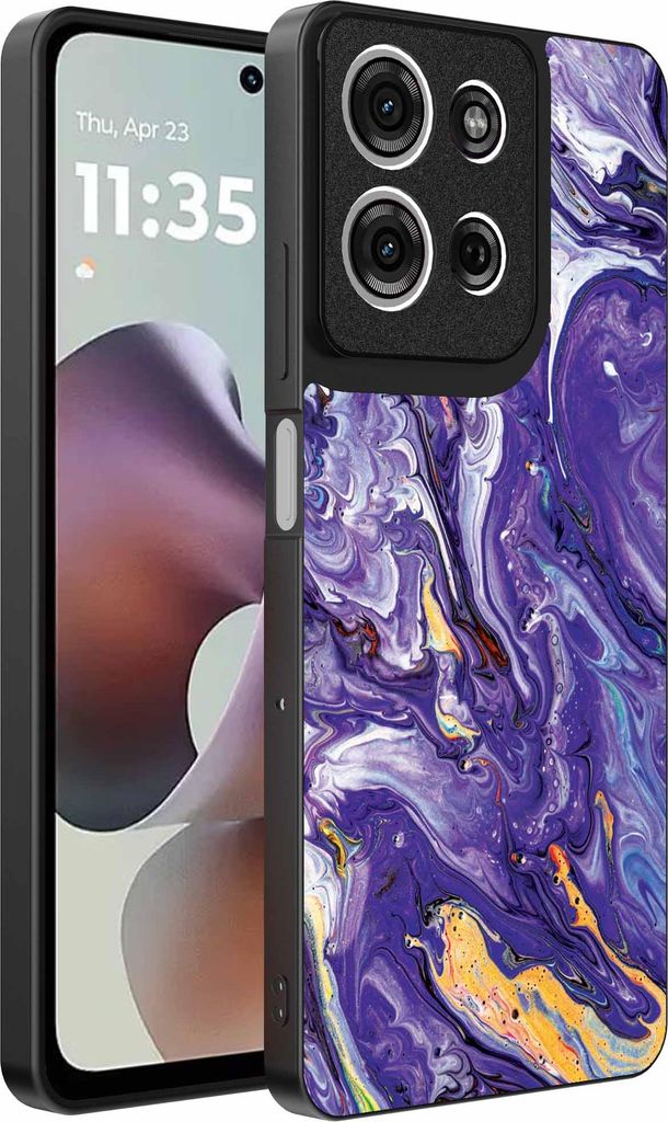 Fit für Motorola Moto G56 Telefon Fall mit lila Gold Marmor Print - TPU Backcover Fall lila Gold Marmor Design - lila Gold - Smartphonics