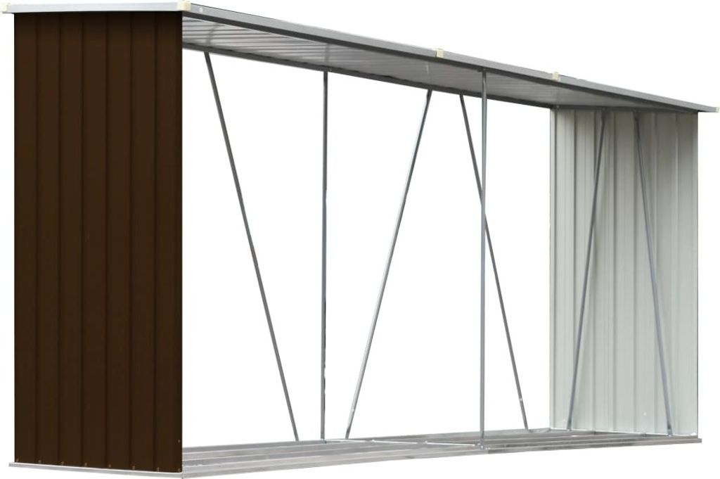vidaXL Brennholzlager Verzinkter Stahl 330x84x152 cm Braun Produktbild 4