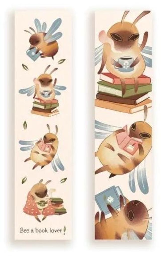Lesezeichen aus Karton – Bee a book lover – Molom