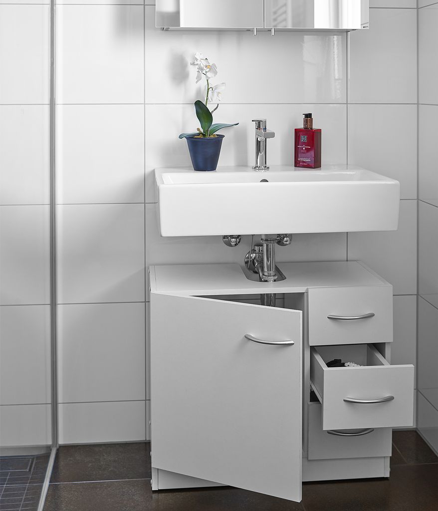 casaria® waschbeckenunterschrank 3 schubladen 63x54x30cm badezimmer  unterschrank waschtischunterschrank badschrank weiß