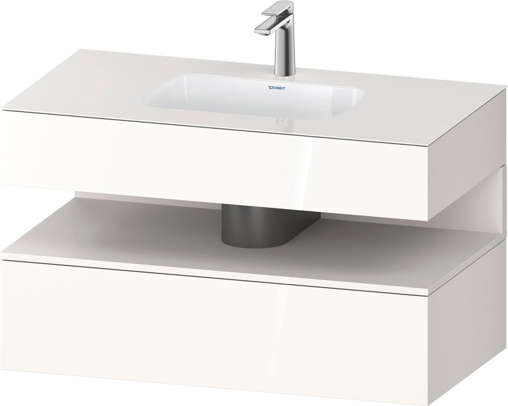Duravit Qatego Einbauwaschtisch mit Konsolenwaschtischunterbau, 1000x550x600mm, Nische Weiß Supermatt, QA4786084220000
