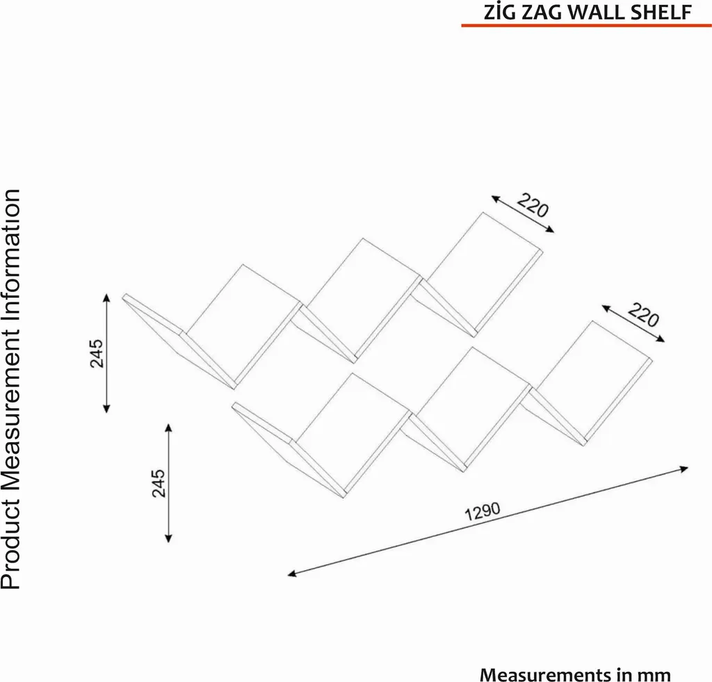 Étagère Murale Gain de Place Blanche Zig Zag pour Petits Espaces - 129cm - 9