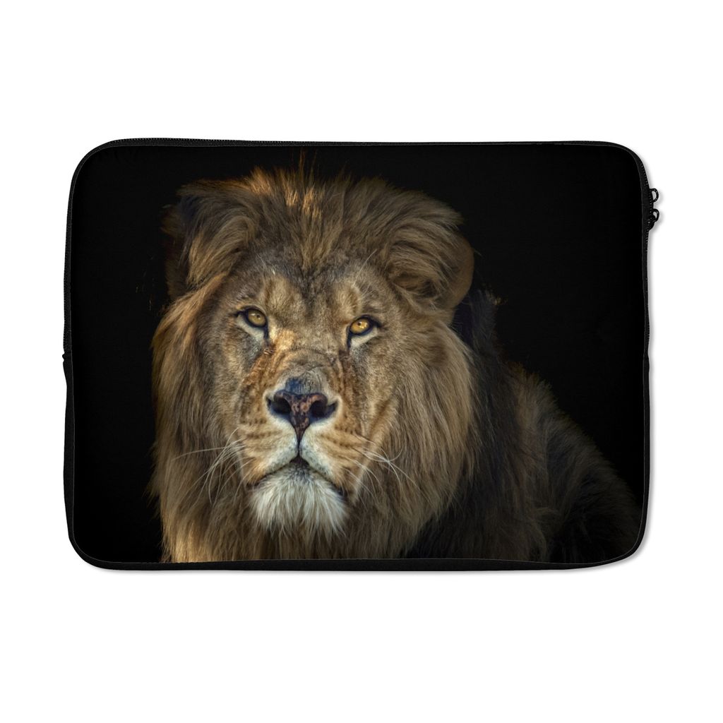MuchoWow Laptop Hülle 13 Zoll Schwarz - Löwe - Wilde Tiere Laptoptasche - Laptophülle - Sleeve - Rundumschutz