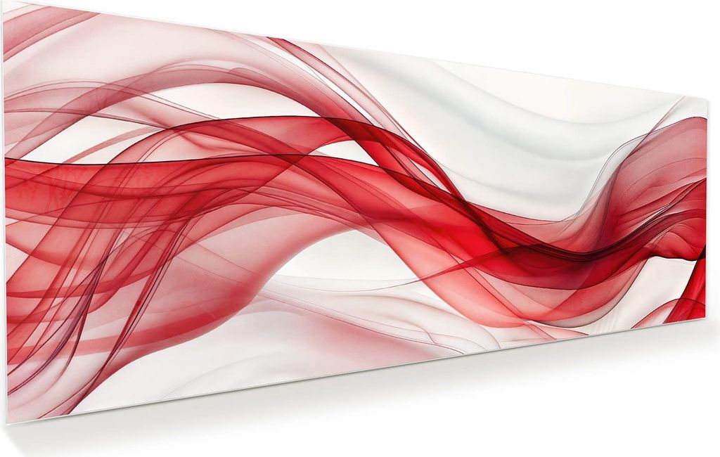 Glasbild 125x50cm in XXL für Wohnzimmer, Schlafzimmer Motiv Farbige Wellen