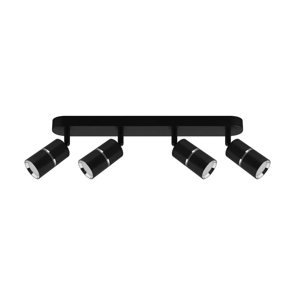 Plafoniera GU10 4 Luci Alluminio Nero Cromo - Faretti Orientabili