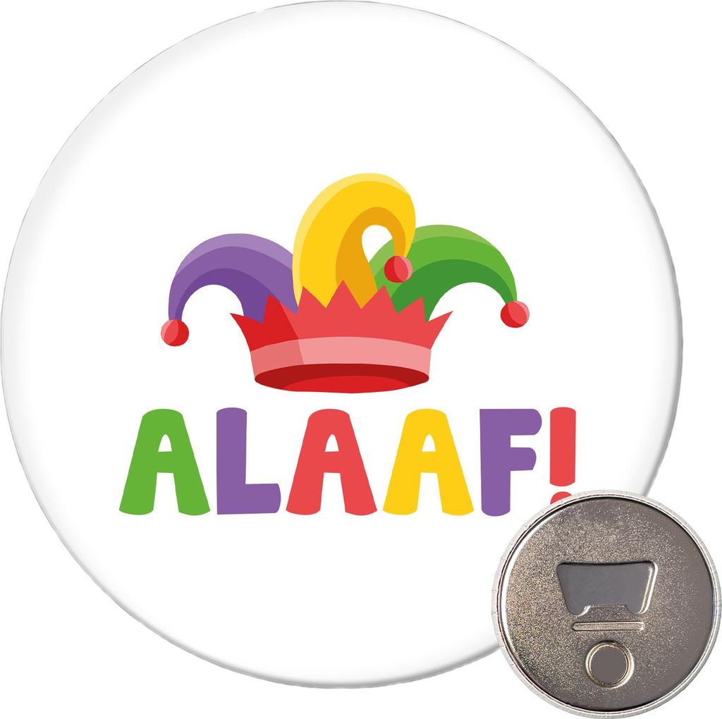 Huuraa Magnet Alaaf Narrenkappe 59mm Kühlschrankmagnet rund Flaschenöffner Geschenkidee