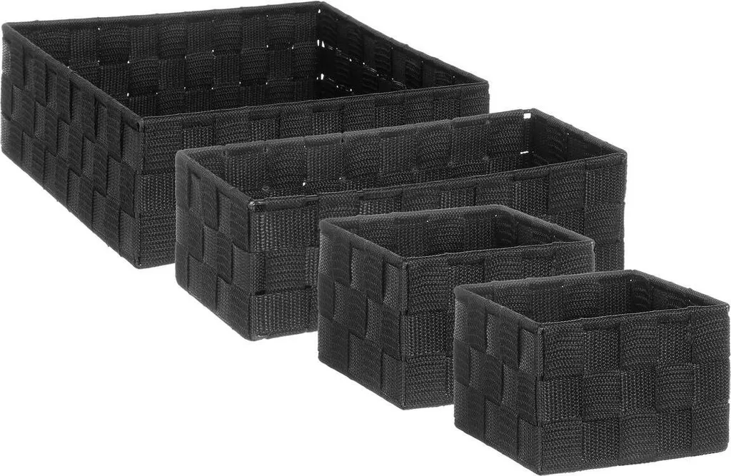 Organiseur de Salle de Bain Lise Noir : Lot de 4 Paniers Biseautés 5 Five