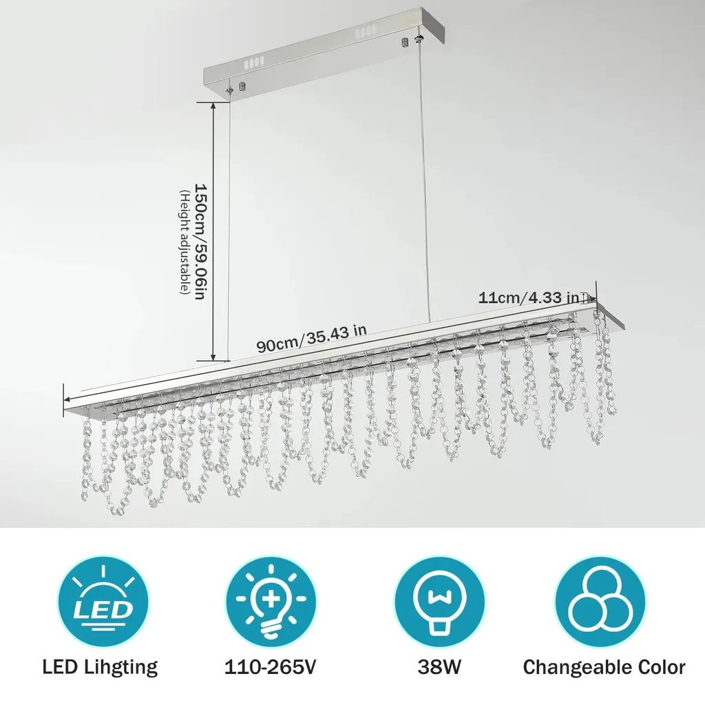 Lustre LED 3 températures de couleur - Suspension à télécommande 38W