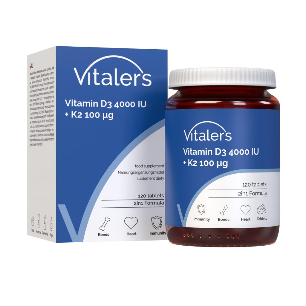 Vitaler’s Vitamin D3 4000 IU + Vitamin K2 MK-7 100 μg, 120 Tabletten, 4 Monate Vorrat