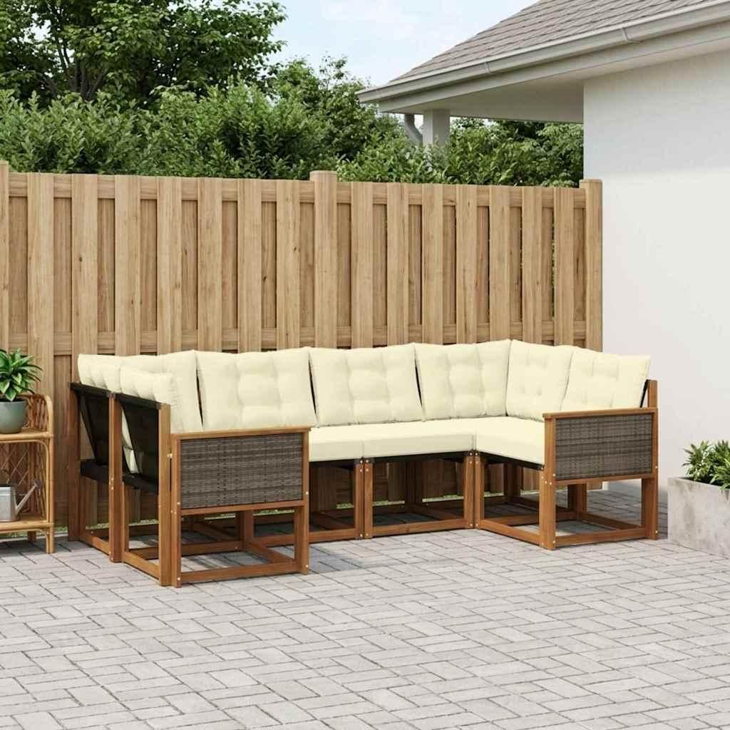 Möbel Outdoor-Sofagarnitur mit Kissen 6 pcs Natur und CremeGartensofas - Gartensofas c692