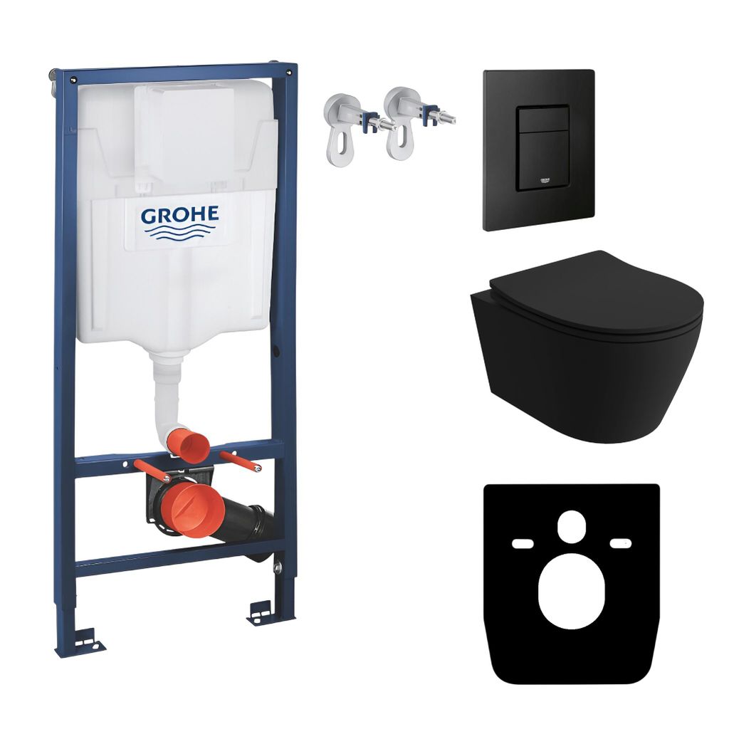 GROHE Vorwandelement Solido + Wand Hänge WC Praia Schwarz Produktbild 