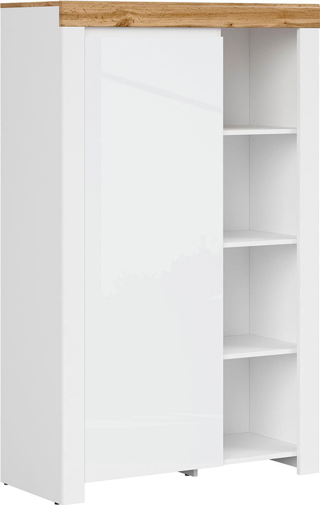 Bücherregal Hella mit 1 Tür, Weiß und Holzoptik, 157cm