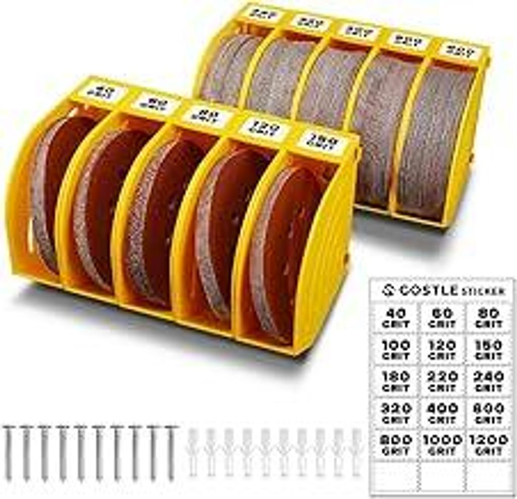 125mm Schleifscheiben Aufbewahrungsbox – Set aus 10 Boxen, Gelb, Platzsparend, Stapelbar, mit Körnungs-Kategorisierung für Werkstatt und Exzent...