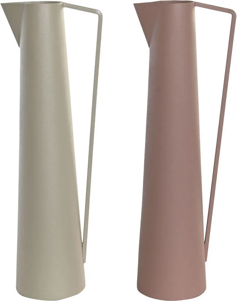 Vase en Fer Incassable Beige et Rose pour Déco Durable - Lot de 2 Pièces