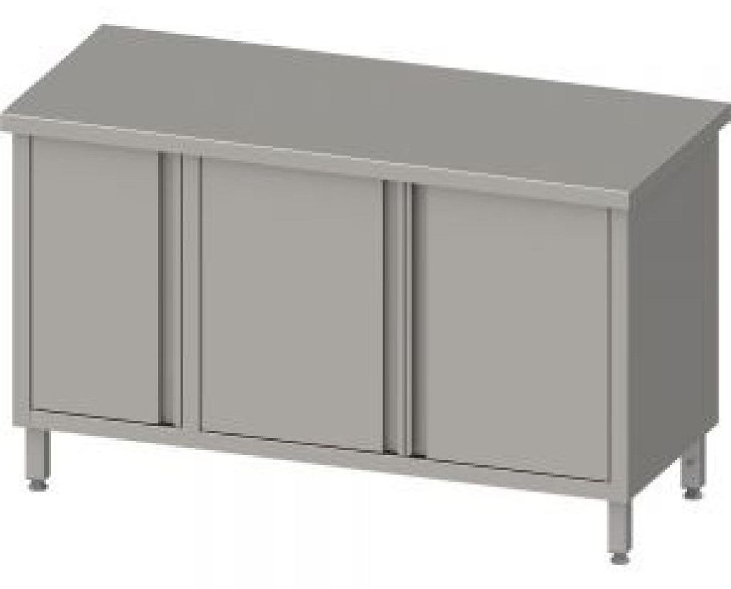 Arbeitsschrank mit Flügeltüren, 1200x600x850 mm, mit Flügeltürschrank links, ohne Aufkantung, verschweißt