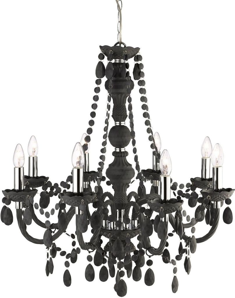 Kronleuchter Glas E14 74 cm breit H: max. 150 cm Grau Klassisch Lüster Pendelleuchte