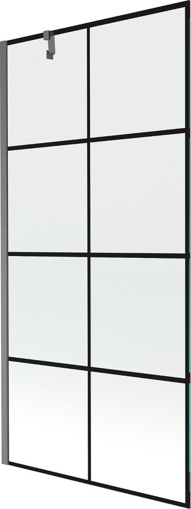 Mexen Next Badewannenabtrennung 1-flügelig 90 x 150 cm, schwarzes Muster, gebürstetes Gun Gray - 895-090-000-00-77-66
