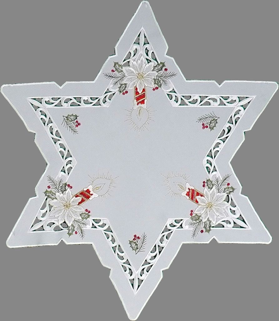 Tischwäsche Stickerei Kerzen und Zapfen 60 cm