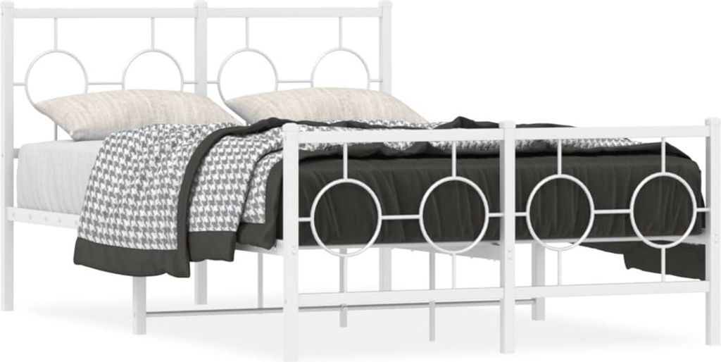 Maison Exclusive - Bettgestell mit Kopf- und Fußteil Metall Weiß 120x190 cm