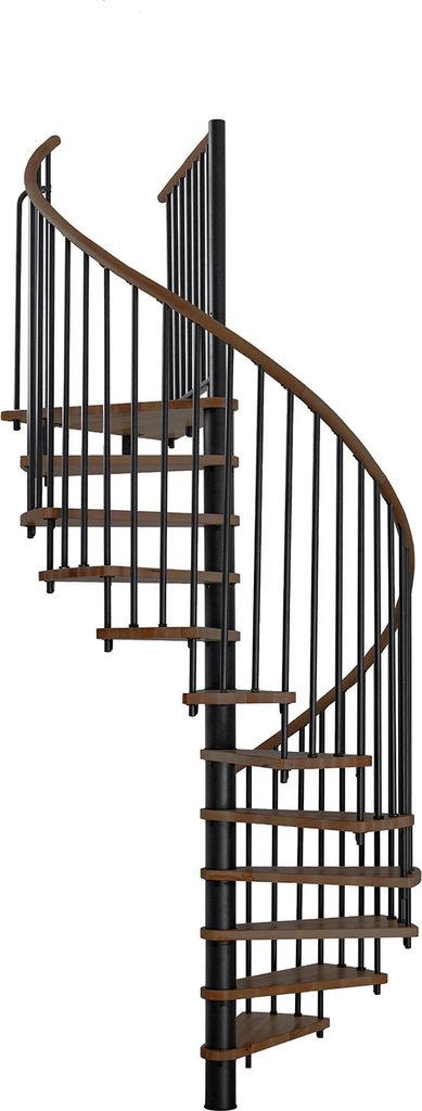 Minka Spindeltreppe Spiral Wood 38 - 305,5cm Geschosshöhe Walnuss Schwarz 120cm Durchmesser