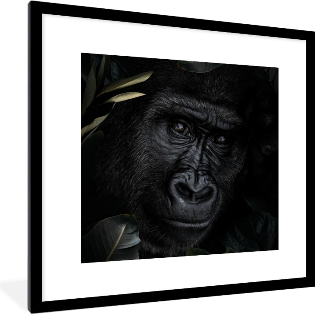 MuchoWow® MuchoWow® Gerahmtes Poster Affe - Tiere - Blätter Produktbild 