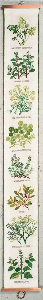 Point de Croix Plantes Aromatiques Eva Rosenstand Toile Lin 16x130 cm