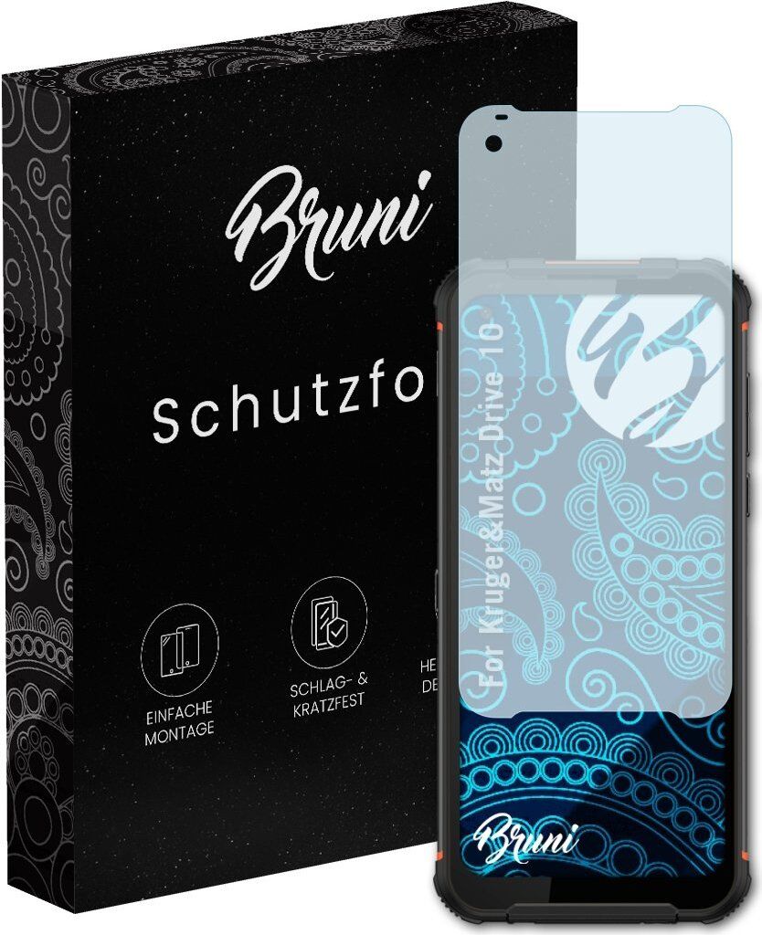 Bruni Basics-Clear 2x Schutzfolie kompatibel mit Kruger&Matz Drive 10 Folie