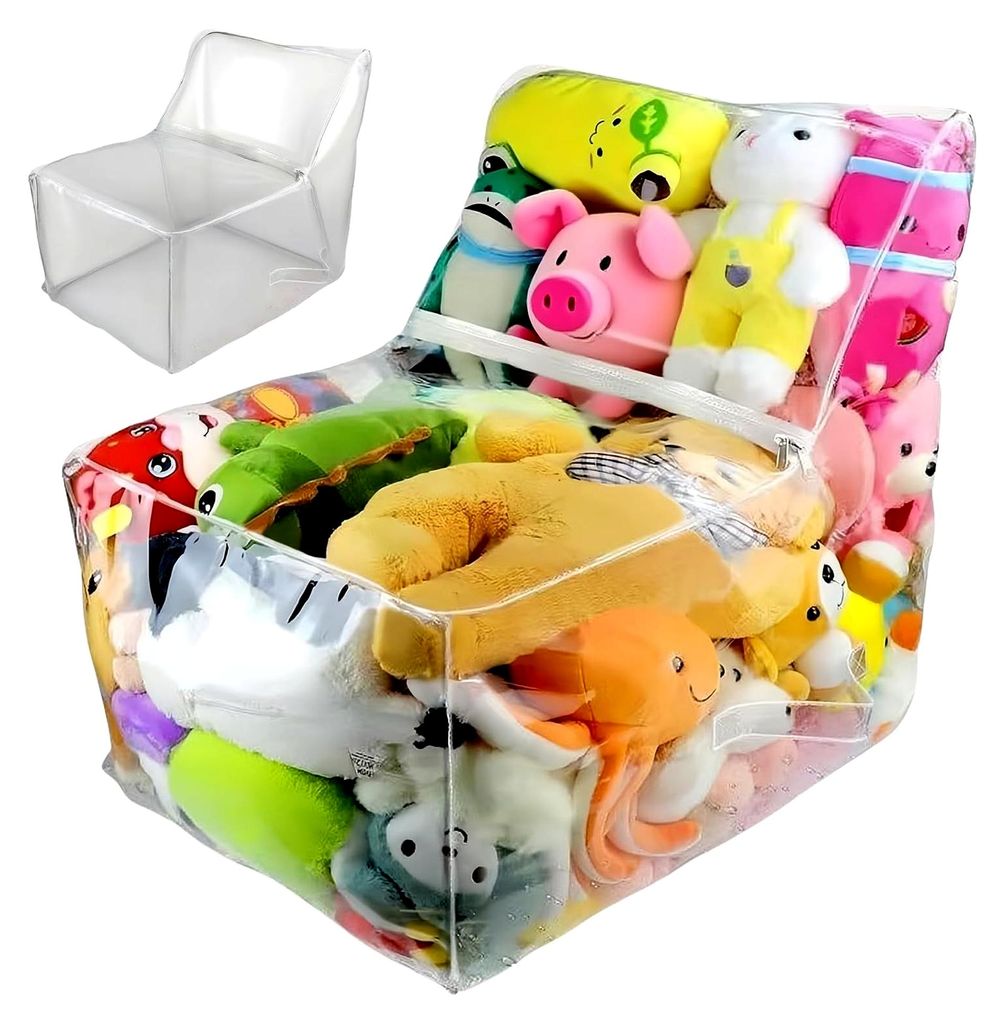 Sitzsack mit Stauraum für Kuscheltiere, wasserdichte Hülle mit Reißverschluss, Spielzeugorganizer für Kinderzimmer und Schlafzimmer