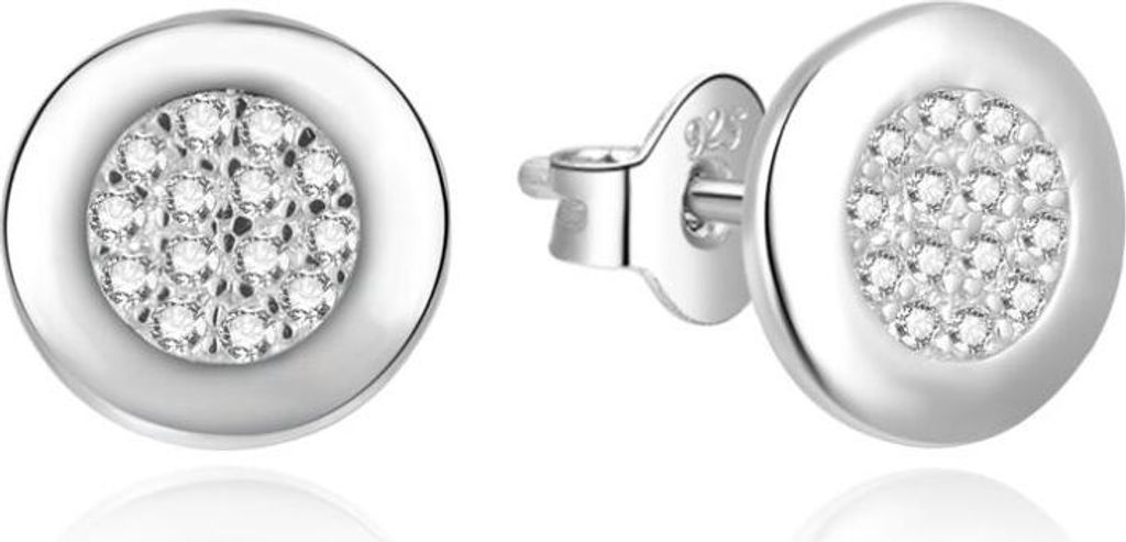 Glittering silver earrings with zircons AGUP2318L