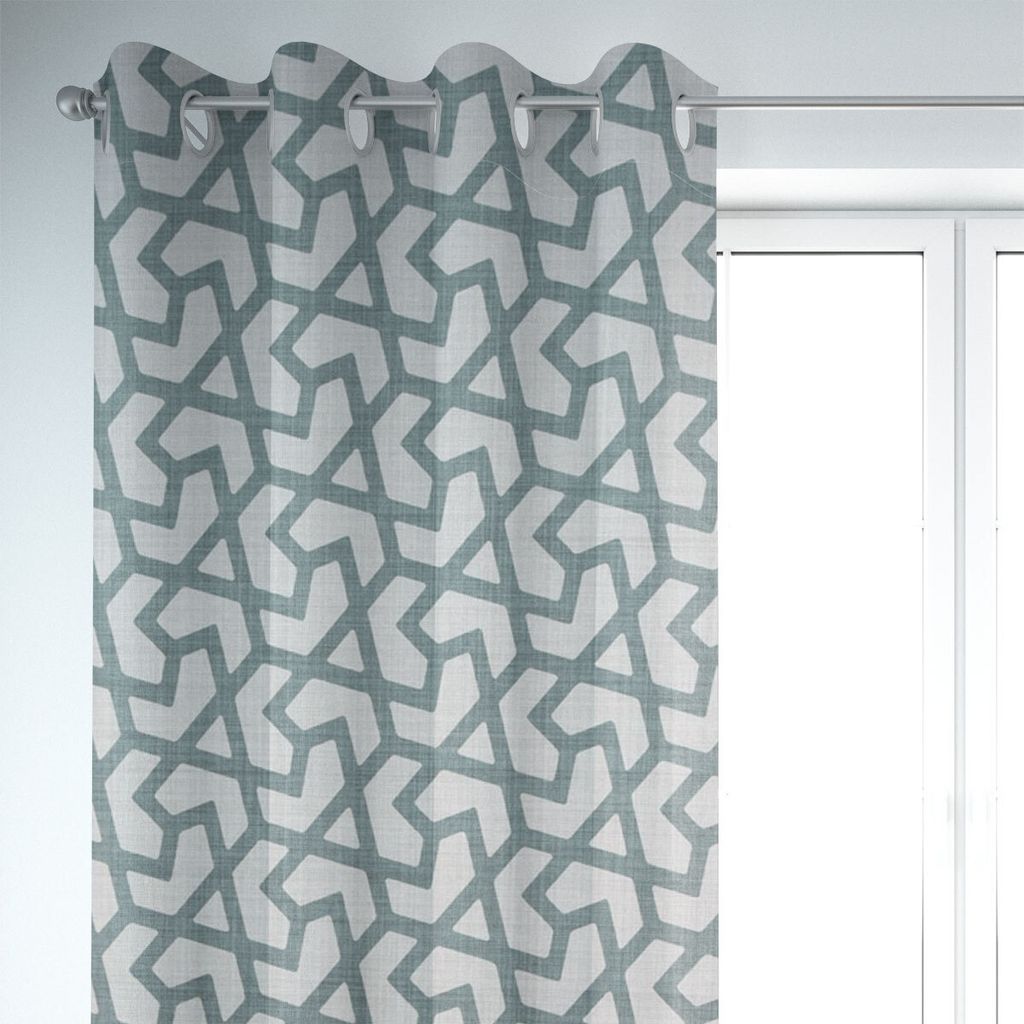 SCHÖNER LEBEN. Vorhang Linien Grafik beige blau 245cm Aufhängung Ösen