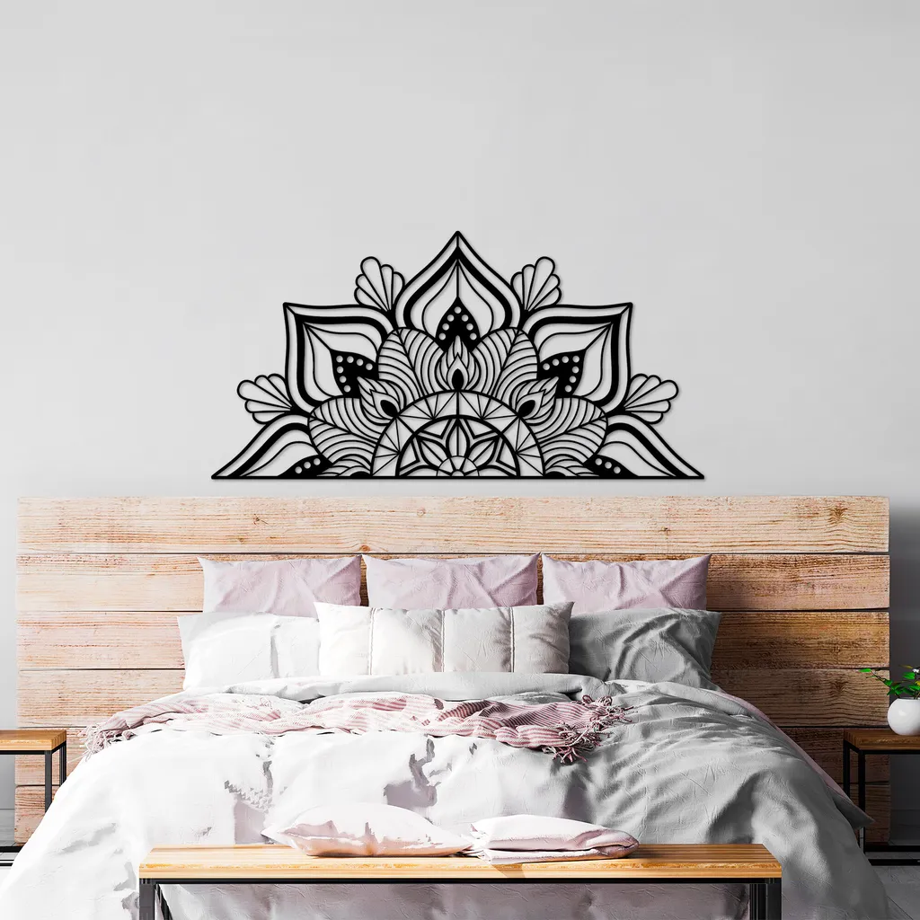 Décoration Murale Métal Wallity Mandala TNL1879 Noir 154x78 cm Design